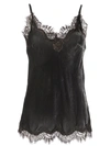 Gold Hawk Black Sleeveless Top With Adjustable Spaghetti Straps And Floral Emellishment In Grey