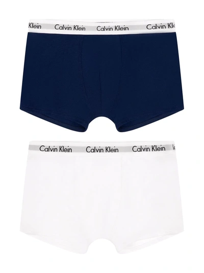 Calvin Klein Kids' 2 Pack Logo Waistband Boxers In White