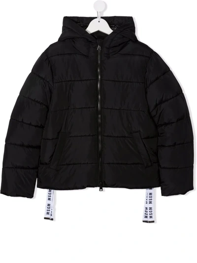 Msgm Teen Short Padded Jacket In Black