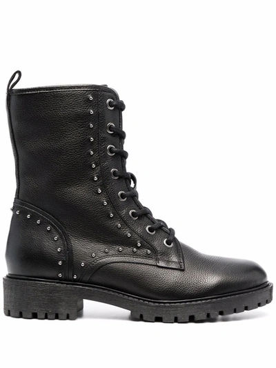 Geox Stud Embellishment Lace-up Boots In Black