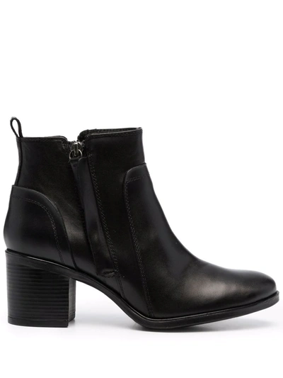 Geox Ankle Mid-heel Boots In Black