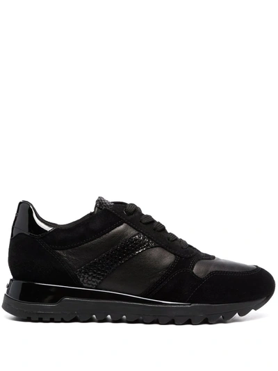 Geox Panelled Design Sneakers In Black