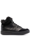 Geox Leelu Faux-fur Trim Sneakers In Black