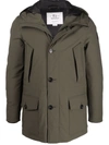 Woolrich Feather Down Padded Parka With Concealed Hood In Green
