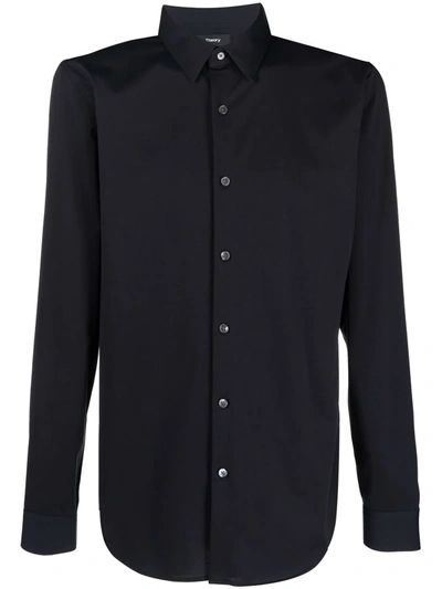Theory Buttoned-up Long-sleeved Shirt In Blue