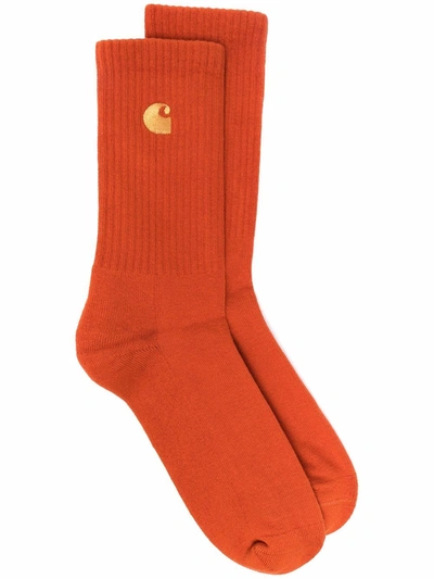Carhartt Embroidered Logo Socks In Orange