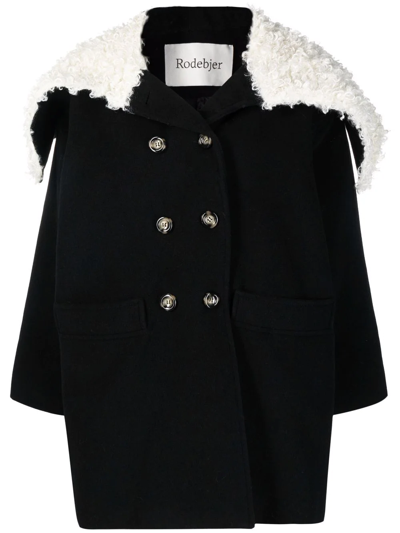 Rodebjer Double-breasted Wool Coat In Black
