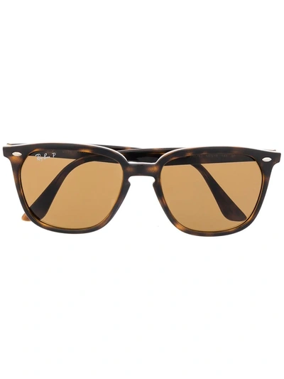 Ray Ban Tortoiseshell-effect Square Sunglasses In Brown