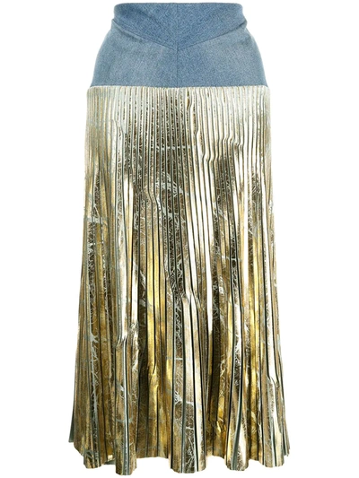 Maticevski Harmonious Metallic Pleated Skirt In Gold