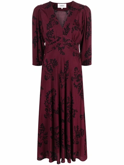 Ba&sh Soa Floral V-neck Midi Dress In Litchi
