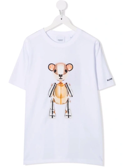 Burberry Kids' Teddy Print T-shirt In White