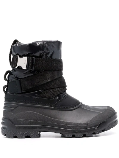 Moncler Panelled Buckle Ankle Boots In Black