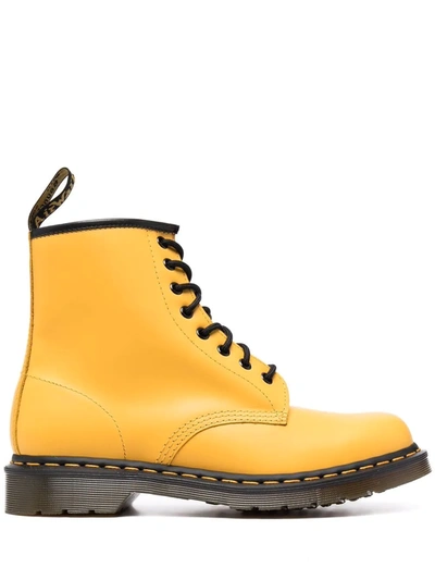 Dr. Martens' Smooth Lace-up Leather Boots In Yellow