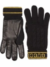 GUCCI LEATHER-PANEL WOOL-KNIT GLOVES