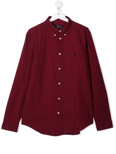 Ralph Lauren Kids' Polo Pony Checked Shirt In Red