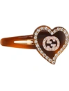 GUCCI HAIR CLIP WITH GG AND HEART DETAIL