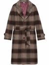 GUCCI CHECK WOOL LOGO-PATCH COAT