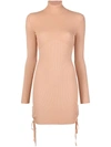 Adamo Roll-neck Ribbed Knit Dress In Brown