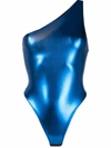 Maison Close Blue Angel Asymmetric Bodysuit In Blue