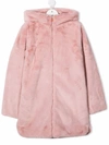 Save The Duck Flora Reversible Hooded Faux Fur Recycled Jacket In Pink