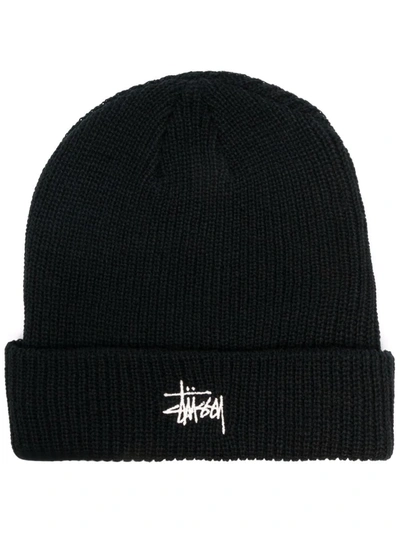 Stussy Embroidered Logo Beanie In Black