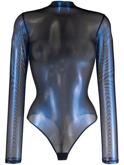 Maison Close Blue Angel Long-sleeve String Bodysuit