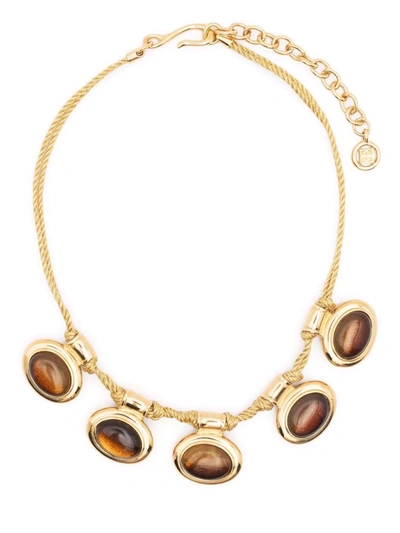 Pre-owned Givenchy 1990s Pending Gems Necklace In Gold