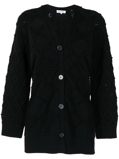 Dice Kayek Diamond-stitch Wool Cardigan In Black