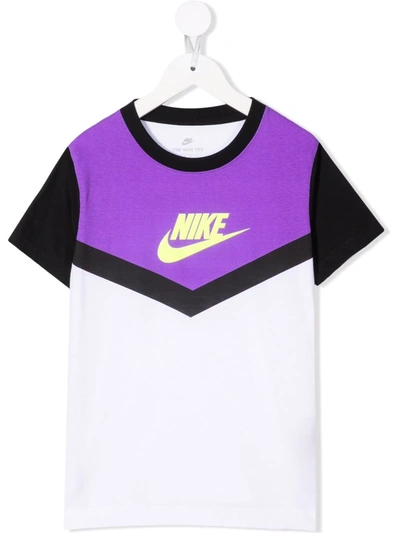 Nike Kids' Swoosh-print Cotton T-shirt In White