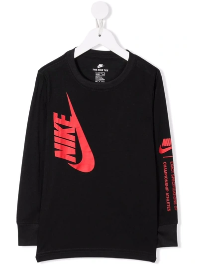Nike Kids' Logo-print Fine-knit Jumper In Black