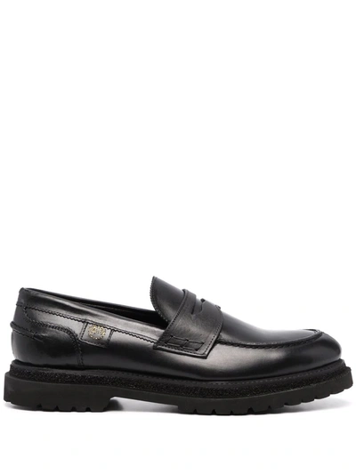 Giuliano Galiano Leather Penny Loafers In Black