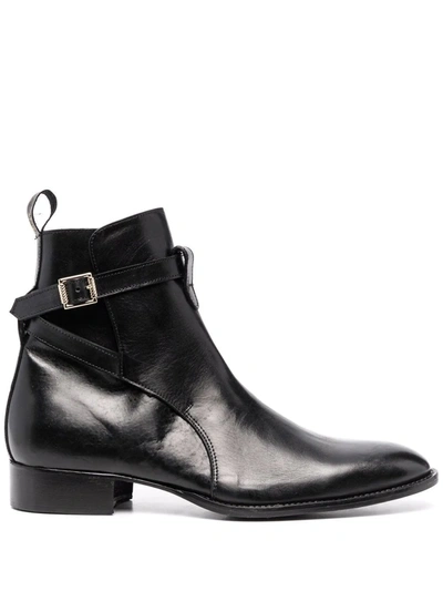 Giuliano Galiano Buckle Strap Ankle Boots In Negro