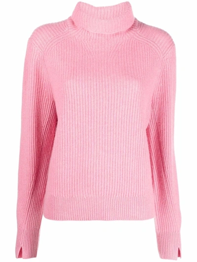 Rag & Bone Brushed Ribbed Cashmere Turtleneck Jumper In Pink