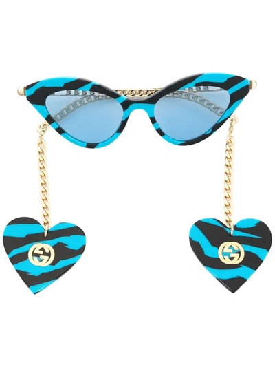 Gucci Cat-eye Zebra Sunglasses In Blue