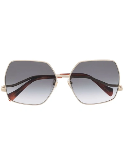 Gucci Oversized Frame Sunglasses In Gold