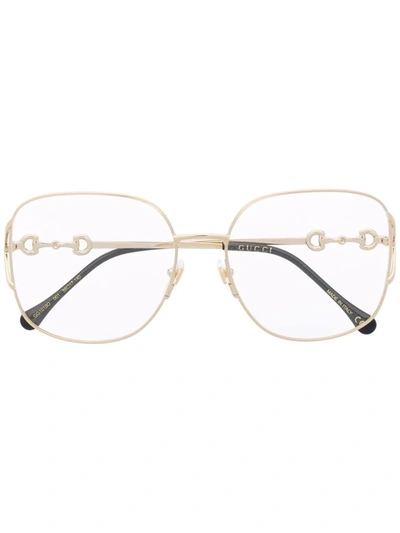Gucci Square Frame Glasses In Gold