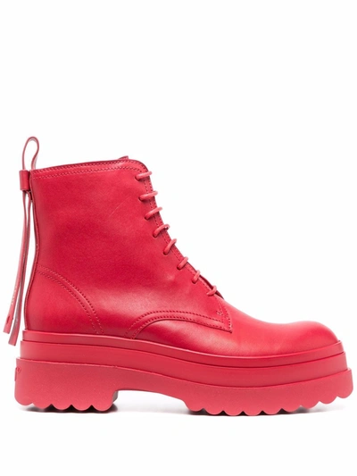 Redv Lye(red) Combat Boots