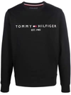 Tommy Hilfiger Logo-embroidered Cotton Sweatshirt In Black