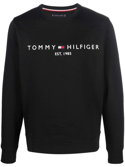 Tommy Hilfiger Logo-embroidered Cotton Sweatshirt In Black