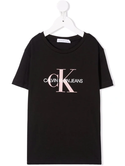 Calvin Klein Kids' Logo-print Organic-cotton T-shirt In Black