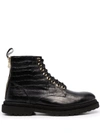 GIULIANO GALIANO CROCODILE EFFECT LACE-UP BOOTS