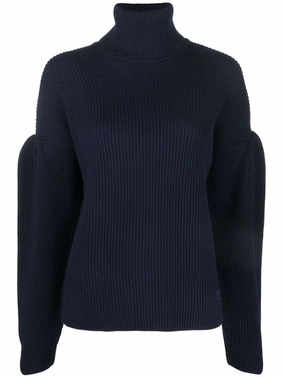 Jacob Cohen Ribbed-knit Roll-neck Jumper In Blue
