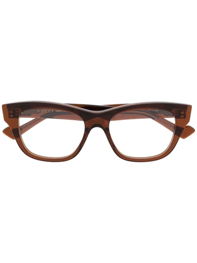 Gucci Rectangle-frame Sunglasses In Brown