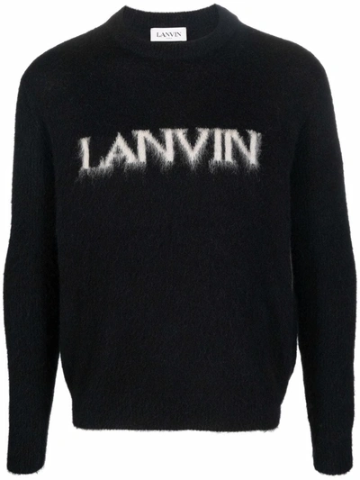 Lanvin Intarsia-knit Logo Jumper In Black