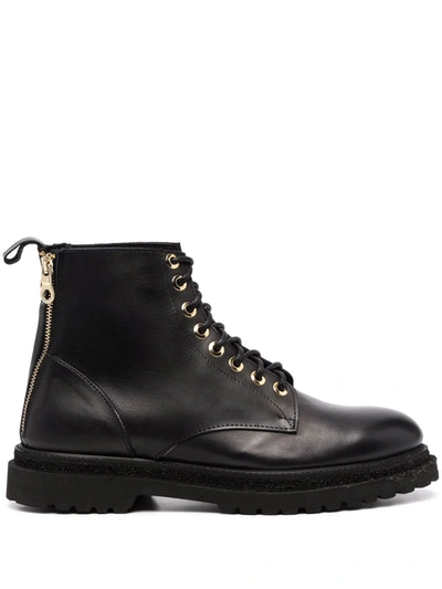Giuliano Galiano Zipped Lace-up Leather Boots In Black