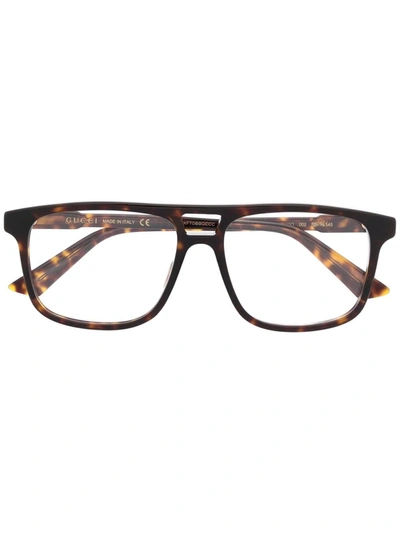 Gucci Pilot-frame Glasses In Brown