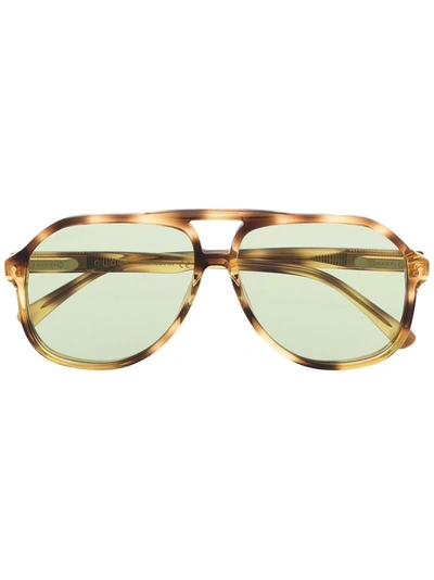 Gucci Tortoiseshell Pilot-frame Sunglasses In Brown