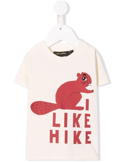 Mini Rodini Babies' Beaver Hike Organic-cotton T-shirt In White