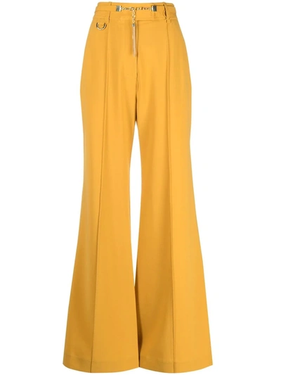 Zimmermann Tempo High Waist Flare Wide Leg Trousers In Gold