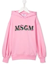 Msgm Logo-print Hoodie In Pink